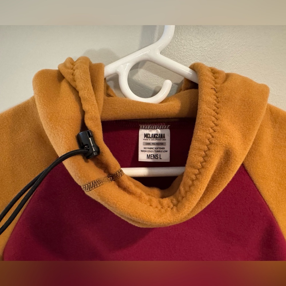 Melanzana Mustard and Maroon Fleece Hoodie